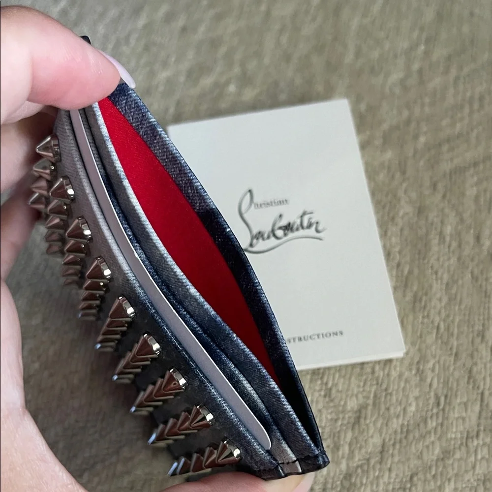 Christian Louboutin Blue Card Holder with Silver Studs